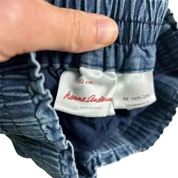 Hanna Andersson Girls Embroidered Chambray Shorts Size 12 Blue Summer Casual - Picture 2 of 5